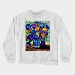 A beautiful bouquet flowers in a glass vase Crewneck Sweatshirt